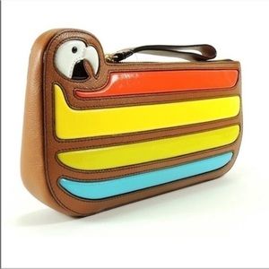 🎉HP!🎉 Kate Spade New York Macaw Parrot Cay Bird Leather Clutch